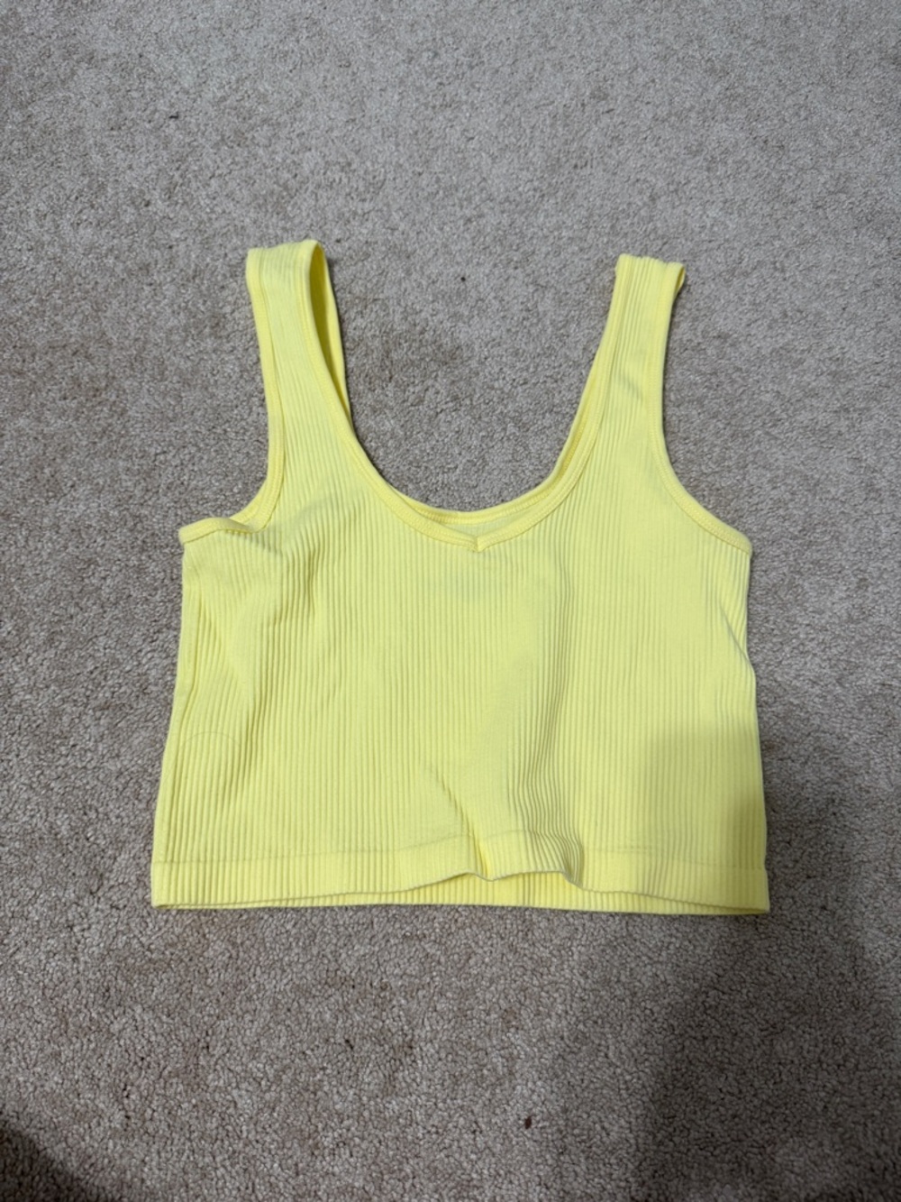 Women's Yellow Ribbed Scoop Neck Crop Tank